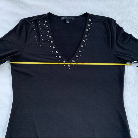 INC asymmetrical studded V neck long sleeve top - Picture 10 of 10